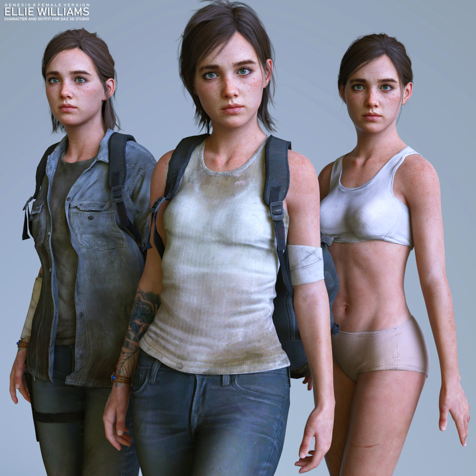 Ellie Williams TLoU2 in Daz G8F by DazWraps on DeviantArt