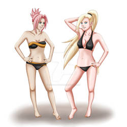 Sakura and Ino in swimsuits