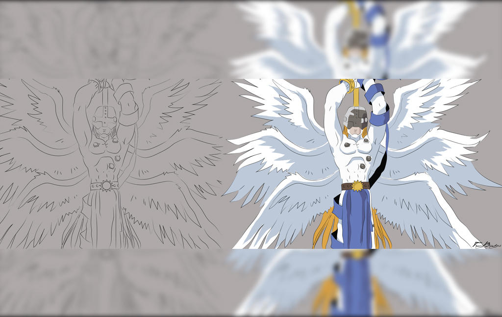 Angemon Lineart Drawing Process by HZ-Designs on DeviantArt