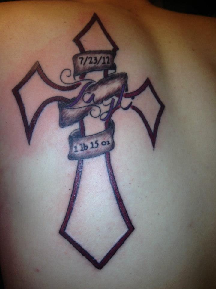 Cross With Banner Tattoo