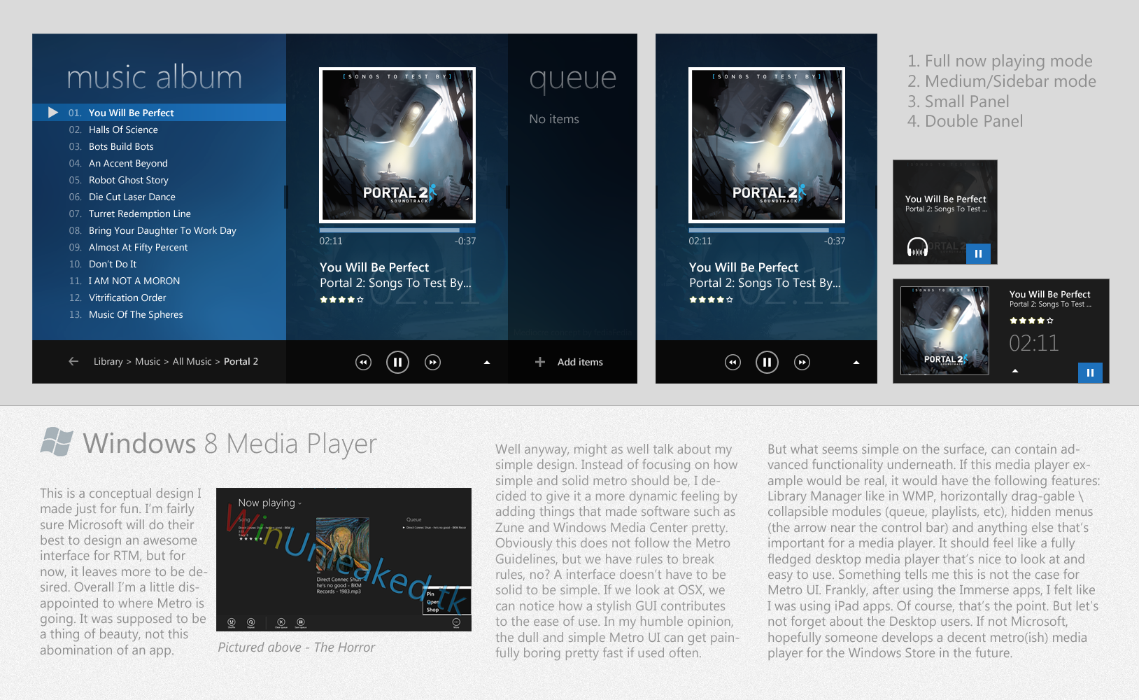 Windows 8 Media Player Concept