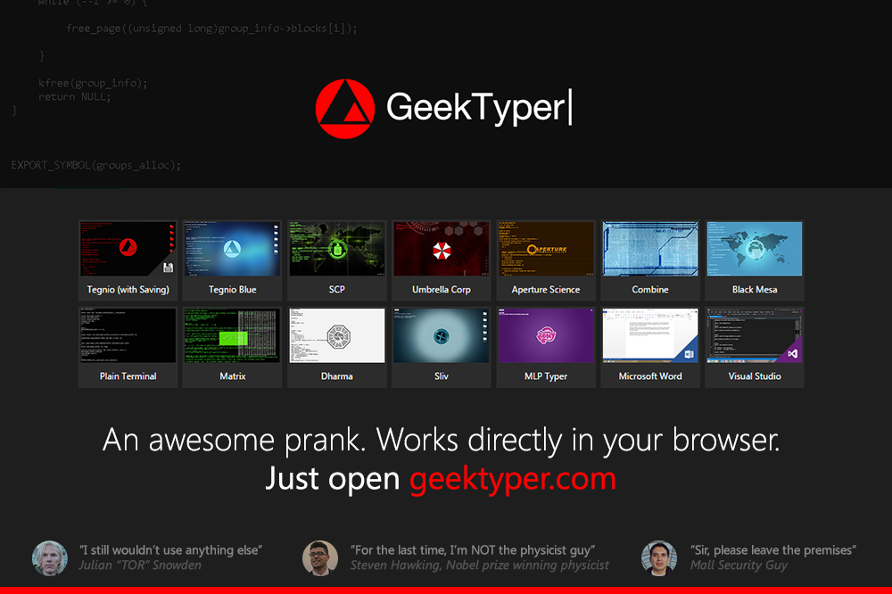 web-app] GeekTyper+ - An Awesome Hacking Prank by fediaFedia on DeviantArt