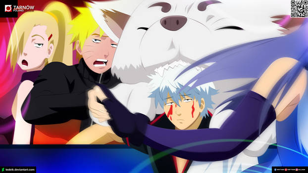 Crazy party! Ino, Naruto, Gintoki and Sadaharu