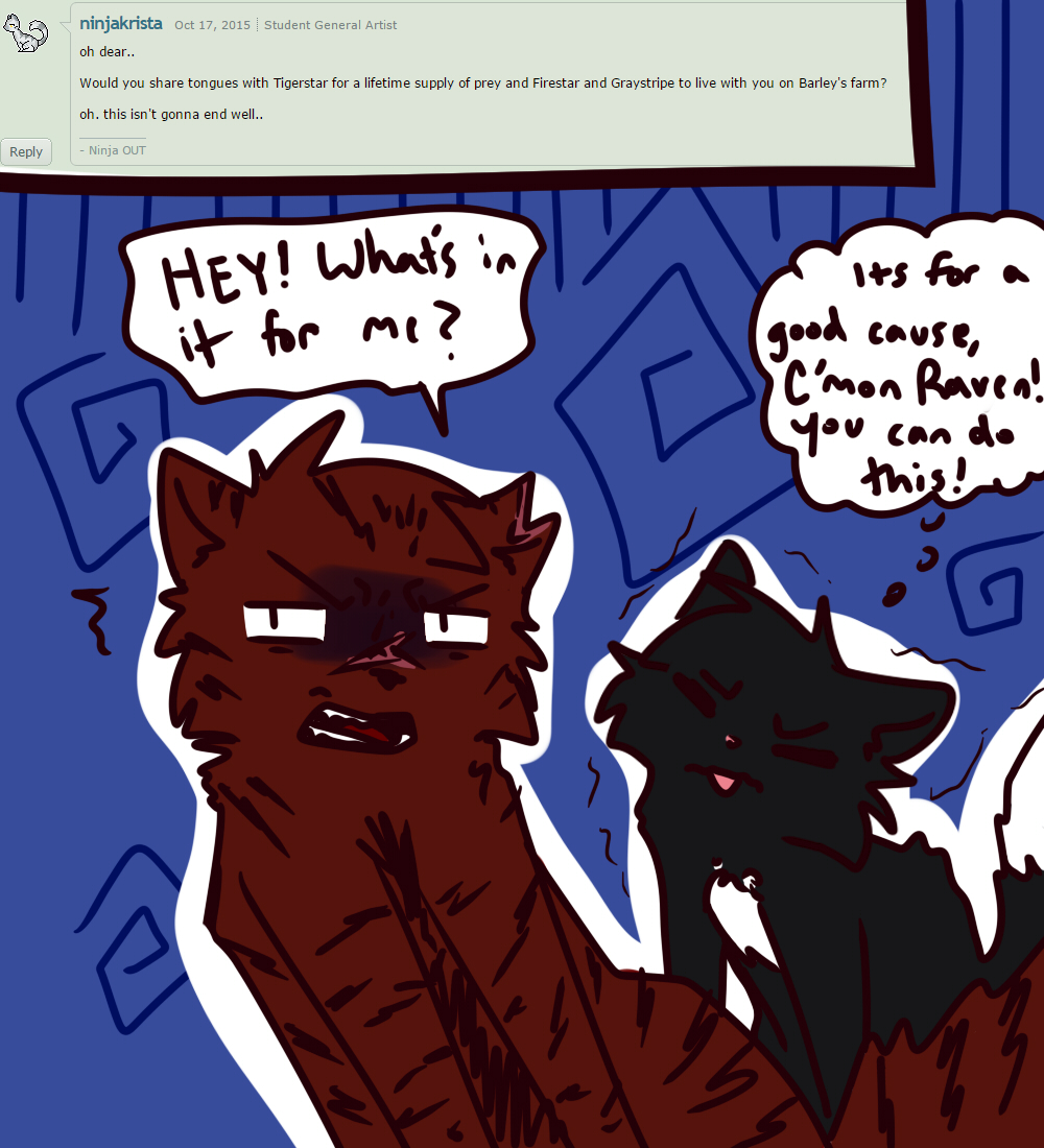 prompthunt: Firestar and Ravenpaw sitting next to each other