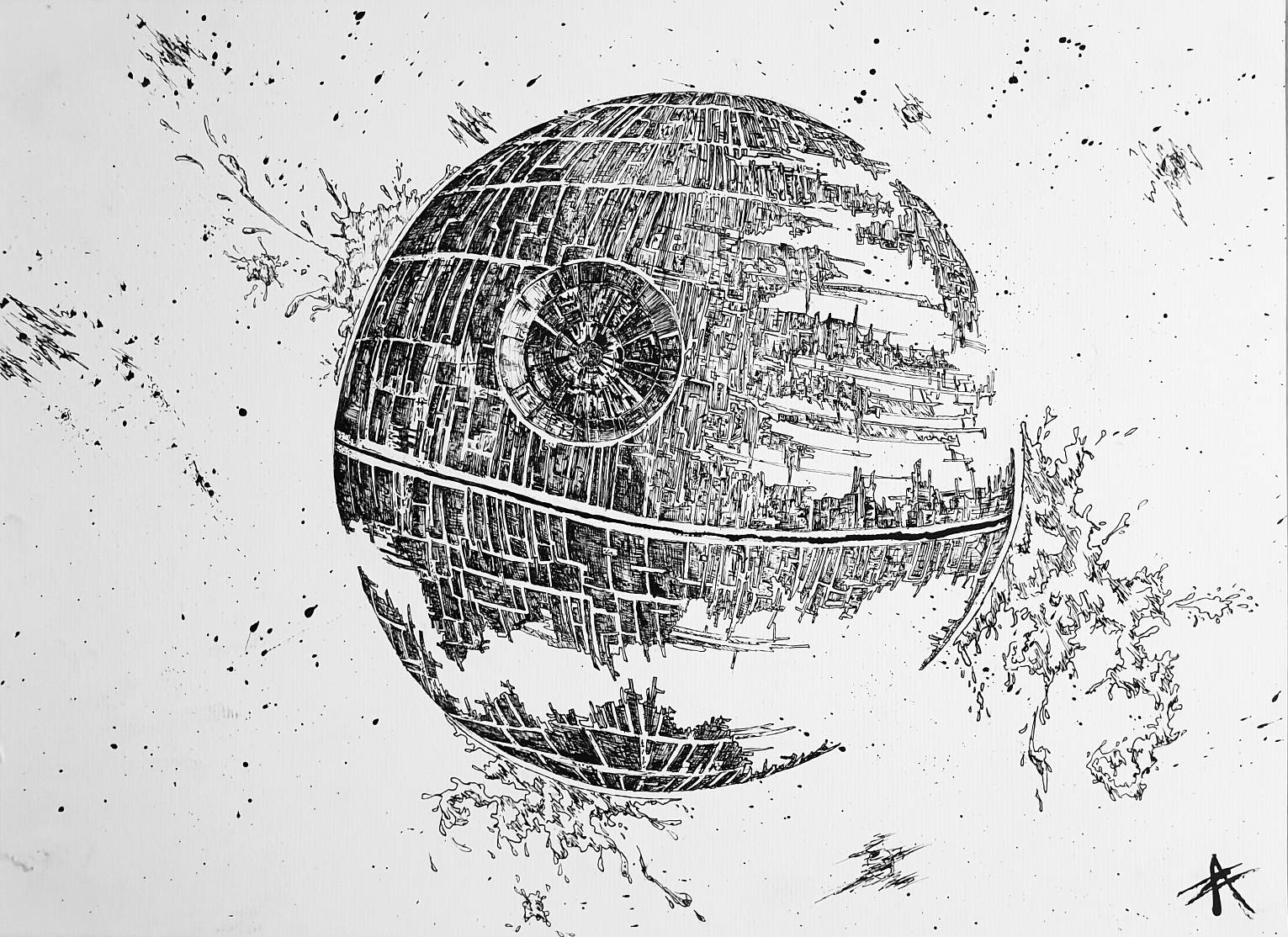 Death Star Line Art