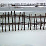 Fence around the frozen pond