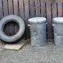 A tire and bins