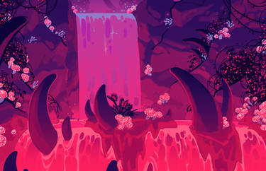 Poison Flowers Waterfall Background Concept