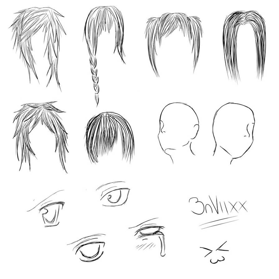 anime head, hair, eyes base by 3nViixx on DeviantArt