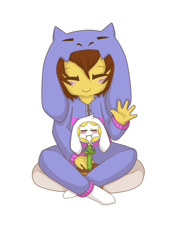 Frisk and the goat sleep suit