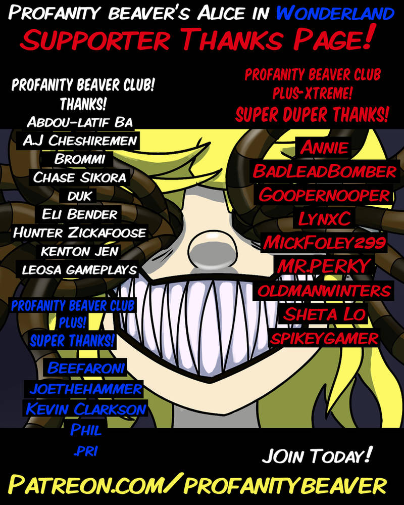 Alice Beaver Alice in Wonderland SUPPORTER THANKS! by ProfanityBeaver on DeviantArt