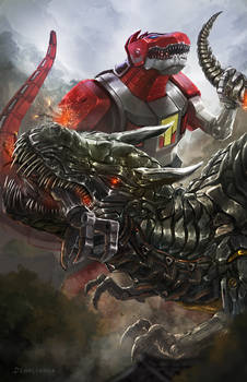 grimlock vs red rager zord