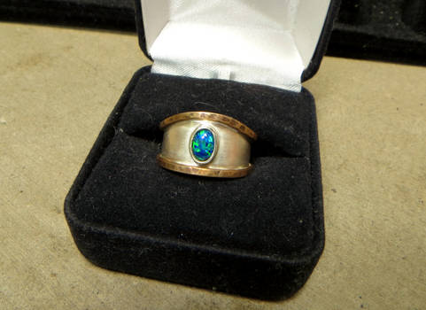 Rustic Black Opal Ring