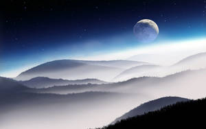 Hills and Moon Wallpaper