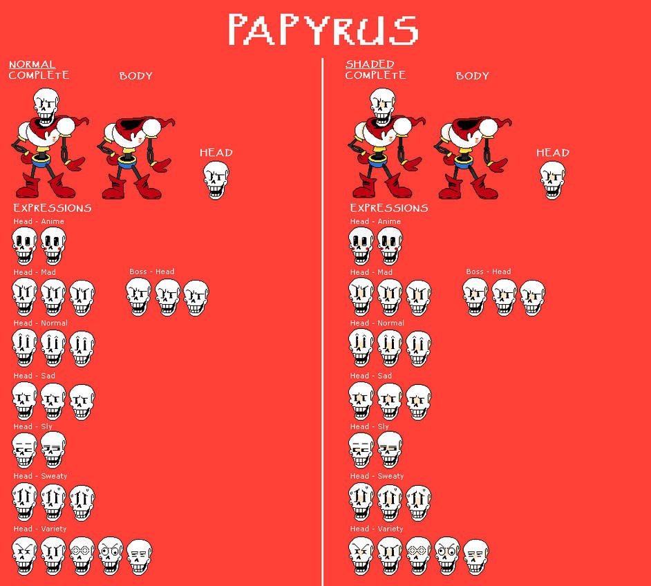 Papyrus Sprite Sheet (Colorized) Ver. 1 by DevTal12 on DeviantArt