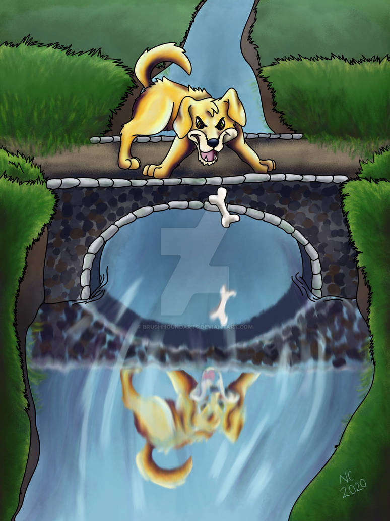 Dog Reflection Drawing The Dog and His Reflection by BrushHoundArts on DeviantArt