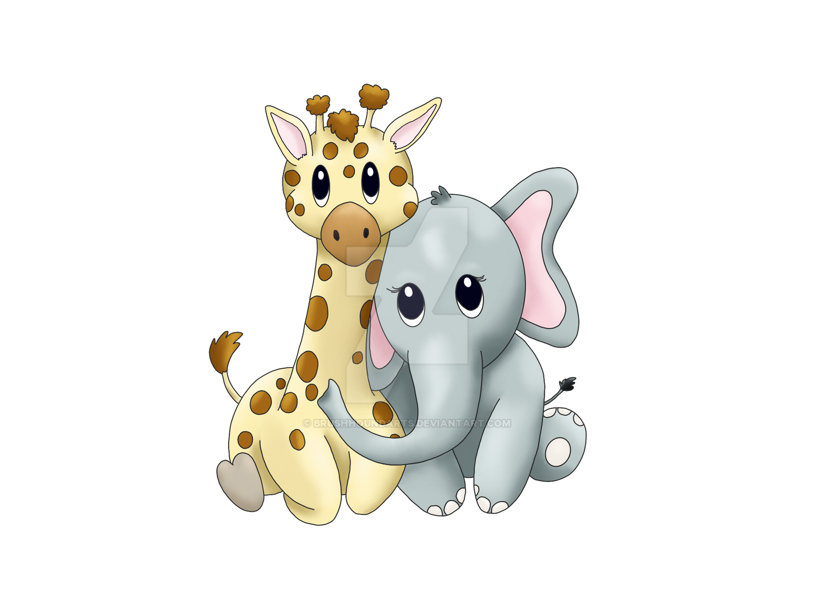 Baby Animals - Giraffe and Elephant by BrushHoundArts on DeviantArt
