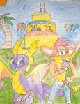 Happy Birthday Spyro and Crash Sketch #3 by Nikkigamer