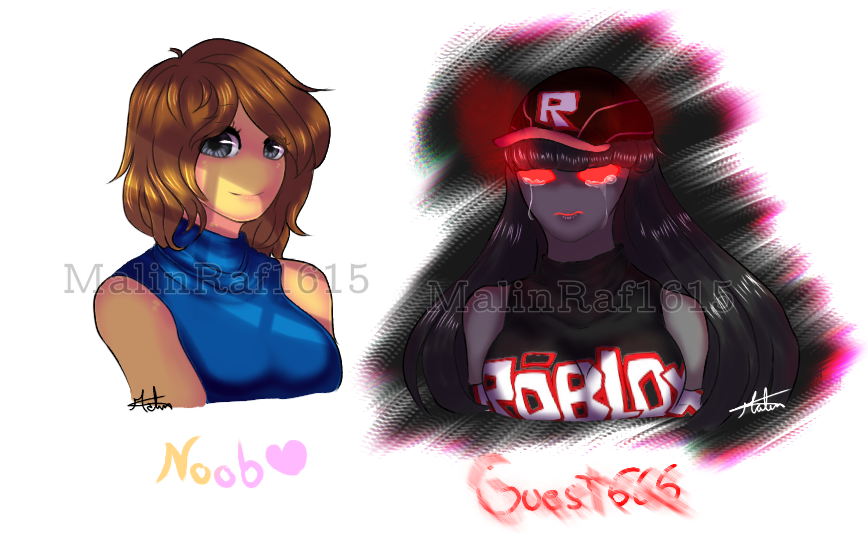 Noob And Guest 666 By Malinraf1615 On Deviantart - roblox guest vs guest 666