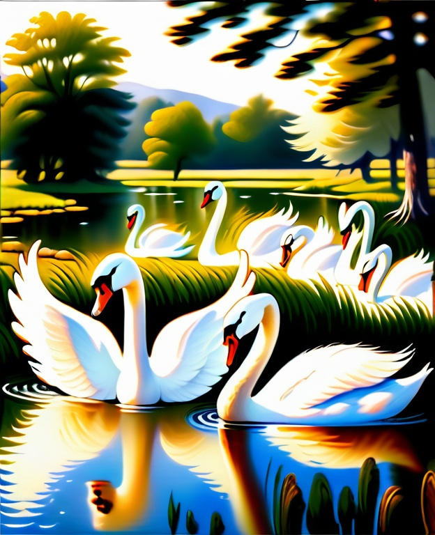 Seven swans swimming by Hannahfromon on DeviantArt