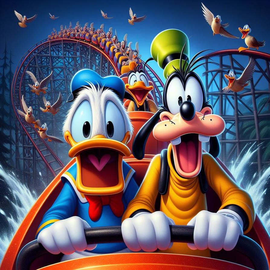 Donald Duck and Goofy Riding a Roller Coaster by JoshuaECW21985 on ...