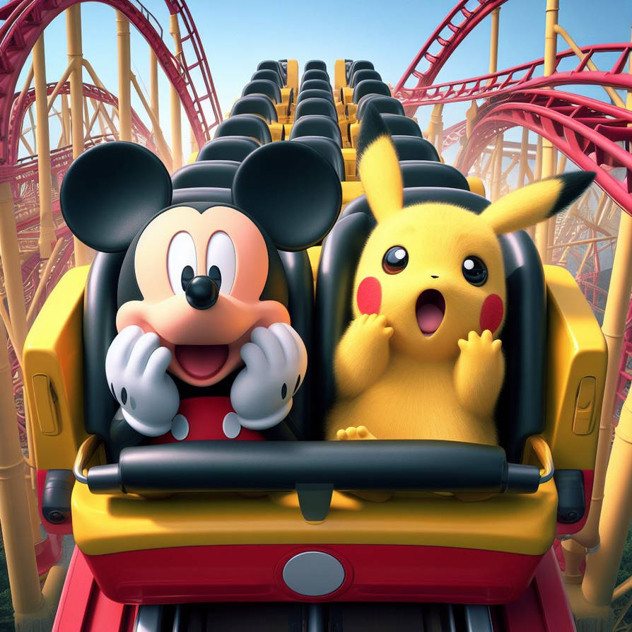 Mickey Mouse and Pikachu Ride a Roller Coaster by JoshuaECW21985 on ...