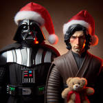Darth Vader and Kylo Ren (Christmas) (AI Gen)