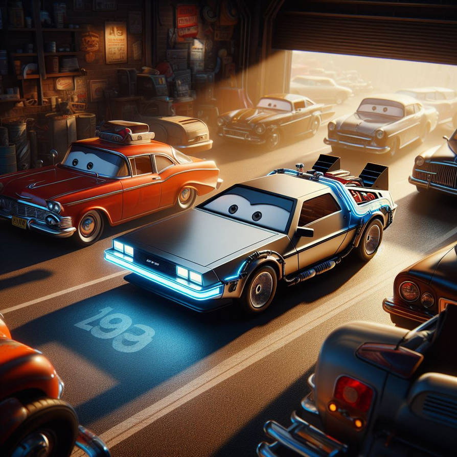 Waybackmachine Cars DeLorean Time Machine (Cars) (Ai Generated) by JoshuaECW21985 on DeviantArt