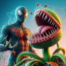 Spider-Man Vs. Audrey II (AI Generated)