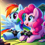 Rainbow Dash and Pinkie PIe (Video Games) (Ai Gen)