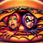 Starfire and Raven (Burger) (Ai Generated)