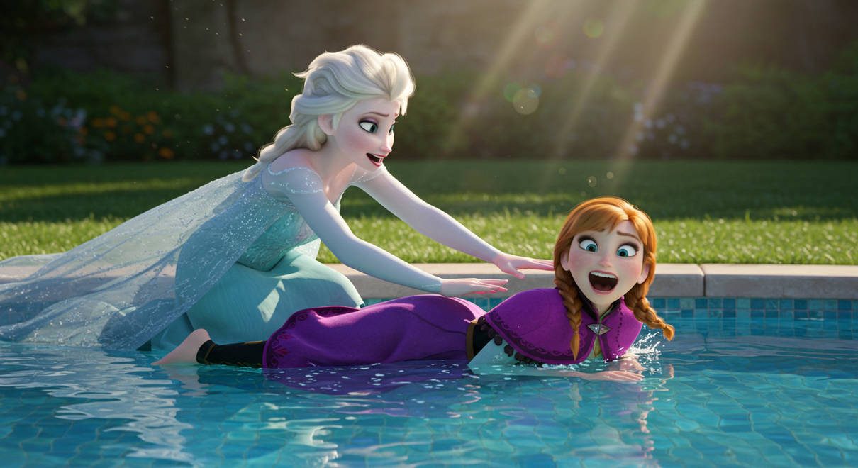 Anna and Elsa (Prank) (Pool) (Ai Generated) by JoshuaECW21985 on DeviantArt