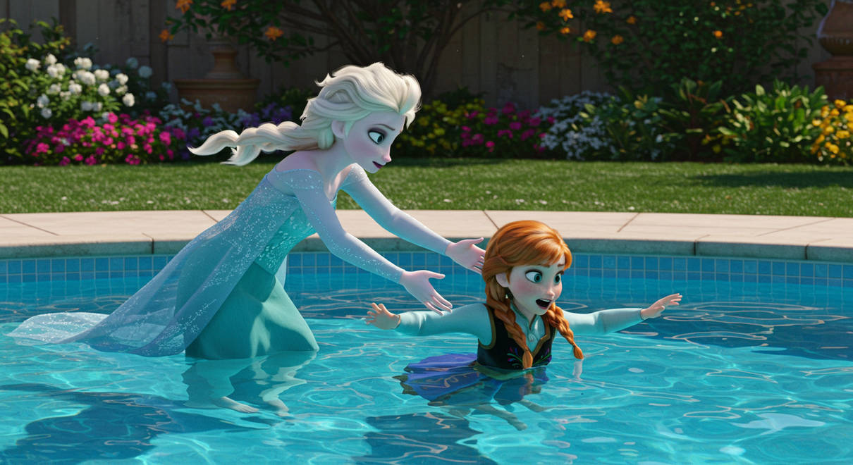 Anna and Elsa (Prank) (Pool) (Ai Generated) by JoshuaECW21985 on DeviantArt