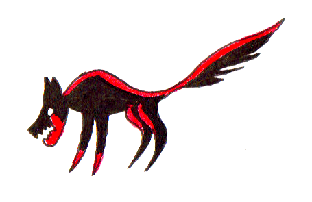 Red Silhouette Wolf 'Poped'