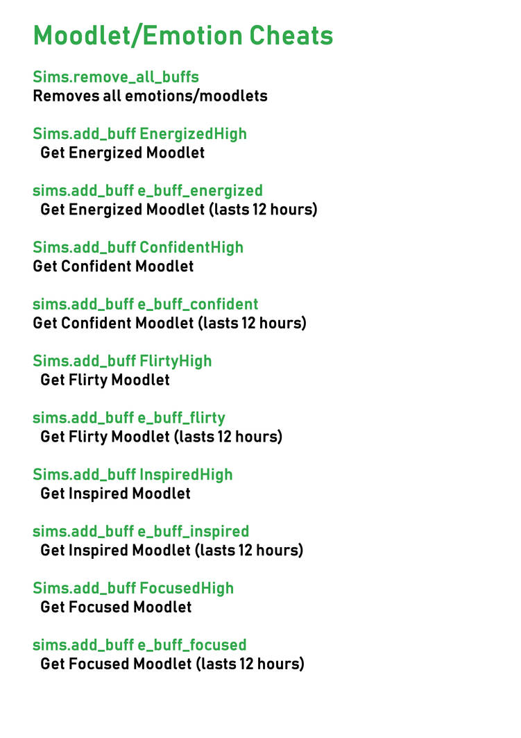 Sims 4 Cheet Sheet 3 by SykesSim on DeviantArt