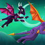 Spyro and Cynder in Flight