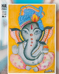 Chintamani Ganesha Mixed Media Artwork by vishalsurvearts