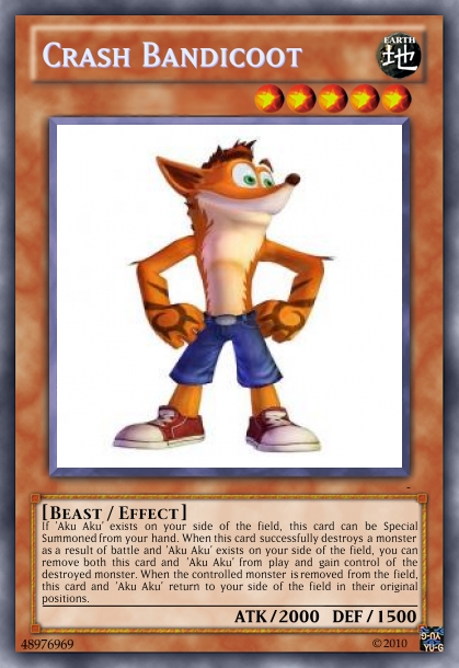 Crash Bandicoot Yugioh card by Dreamman001 on DeviantArt