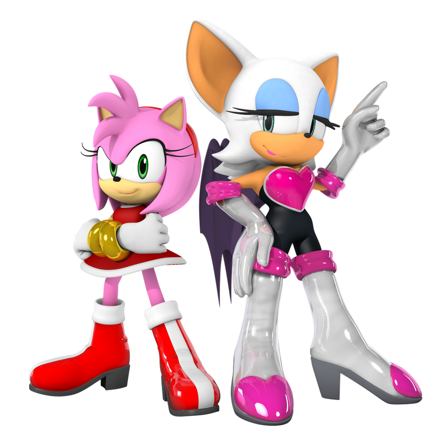 Amy Bat Rabb Amy Rose and Rouge the Bat 3D Render by TPPercival on DeviantArt