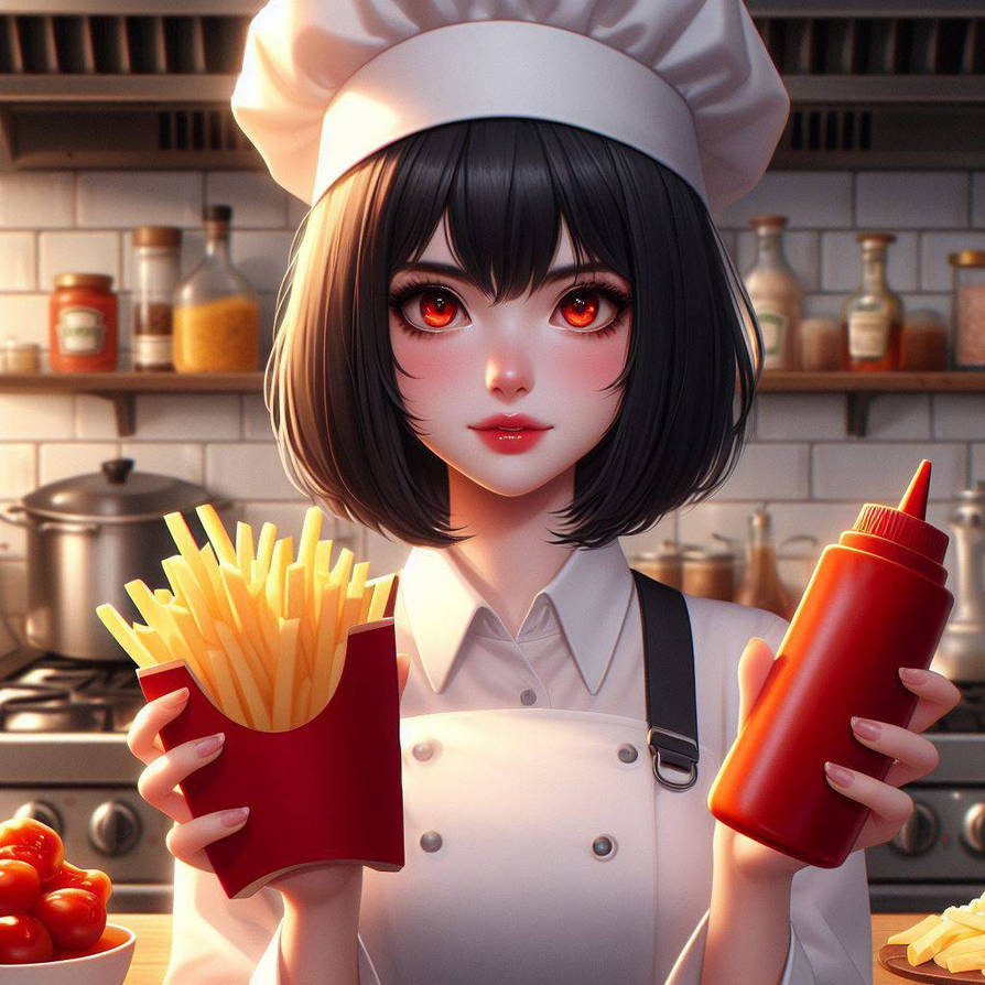 The cute chef is offering lunch by VexArtAi on DeviantArt