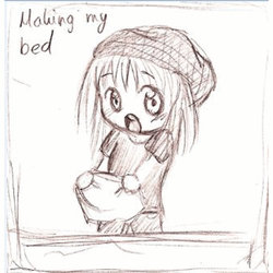 i am making my bed XD