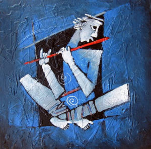 Flute player - Blue