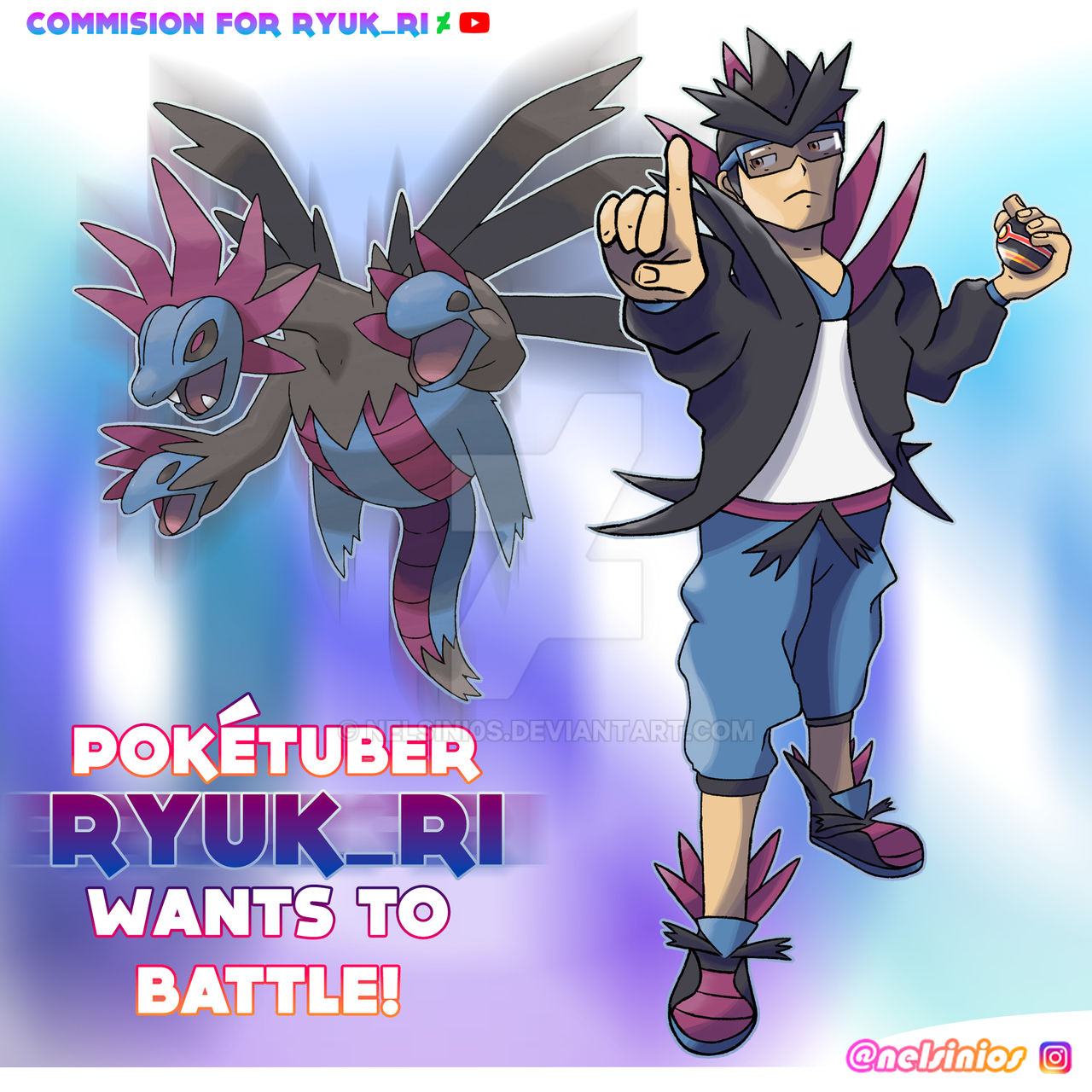 Pokemon Ruckus PokeTuber Ryuk_RI wants to battle! - Commission by nelsini0s on DeviantArt