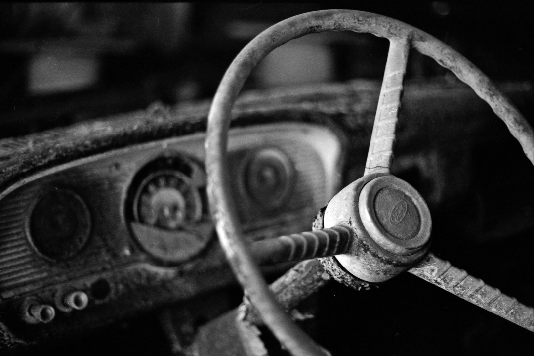 Old ford inside the packard