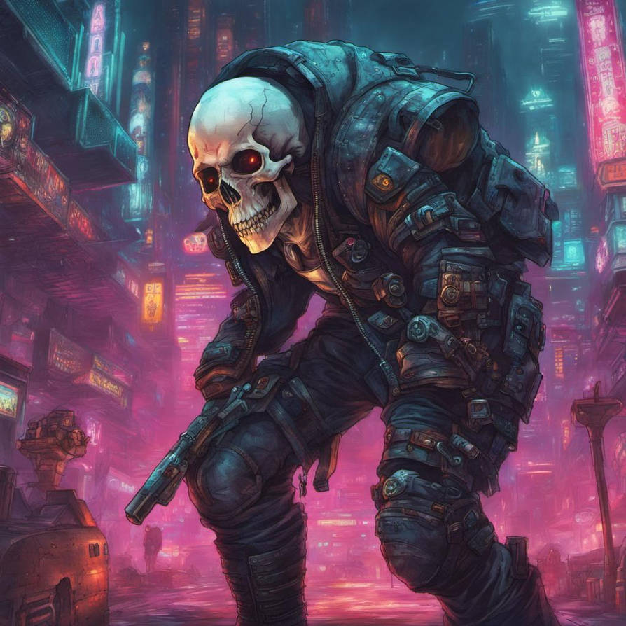 Skull Electronic In City Cyberpunk