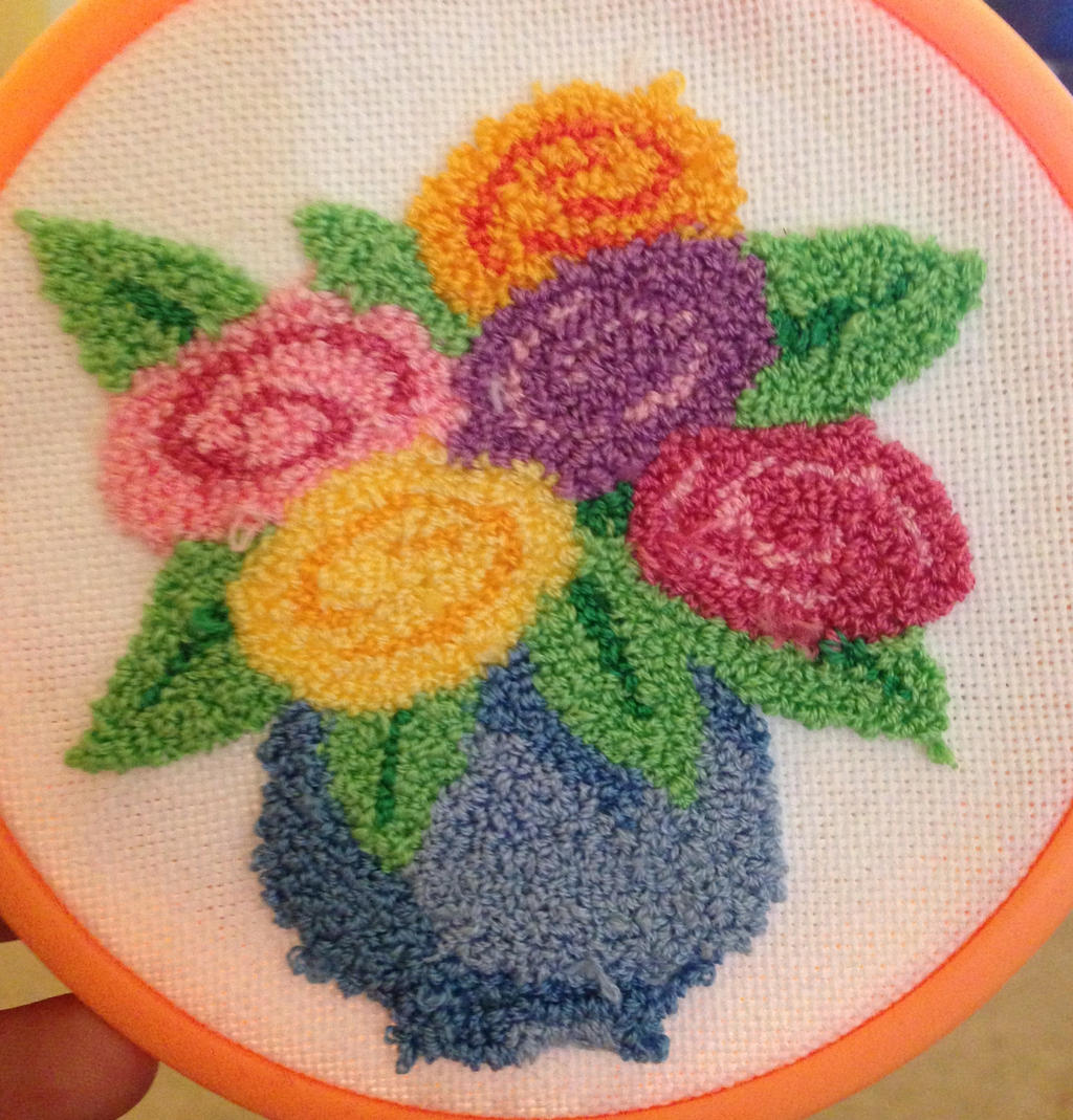 How to Embroider Flowers with Punch Needle 