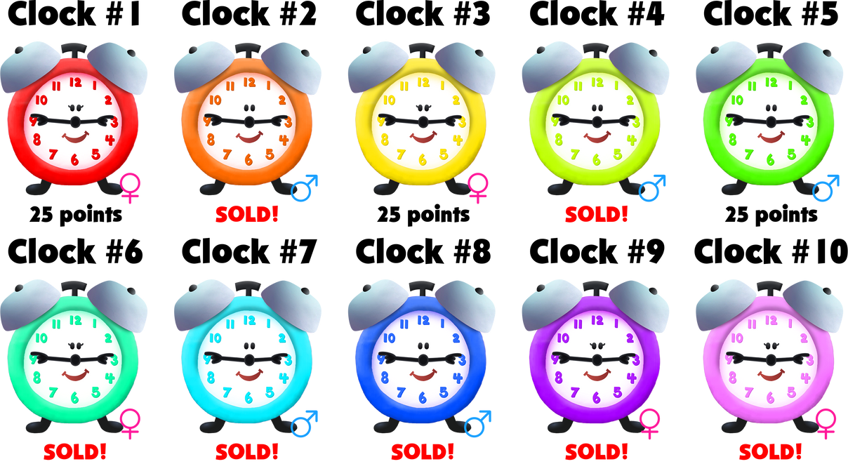 10 Clock Adoptables (3/10 OPEN) by Vissy1 on DeviantArt