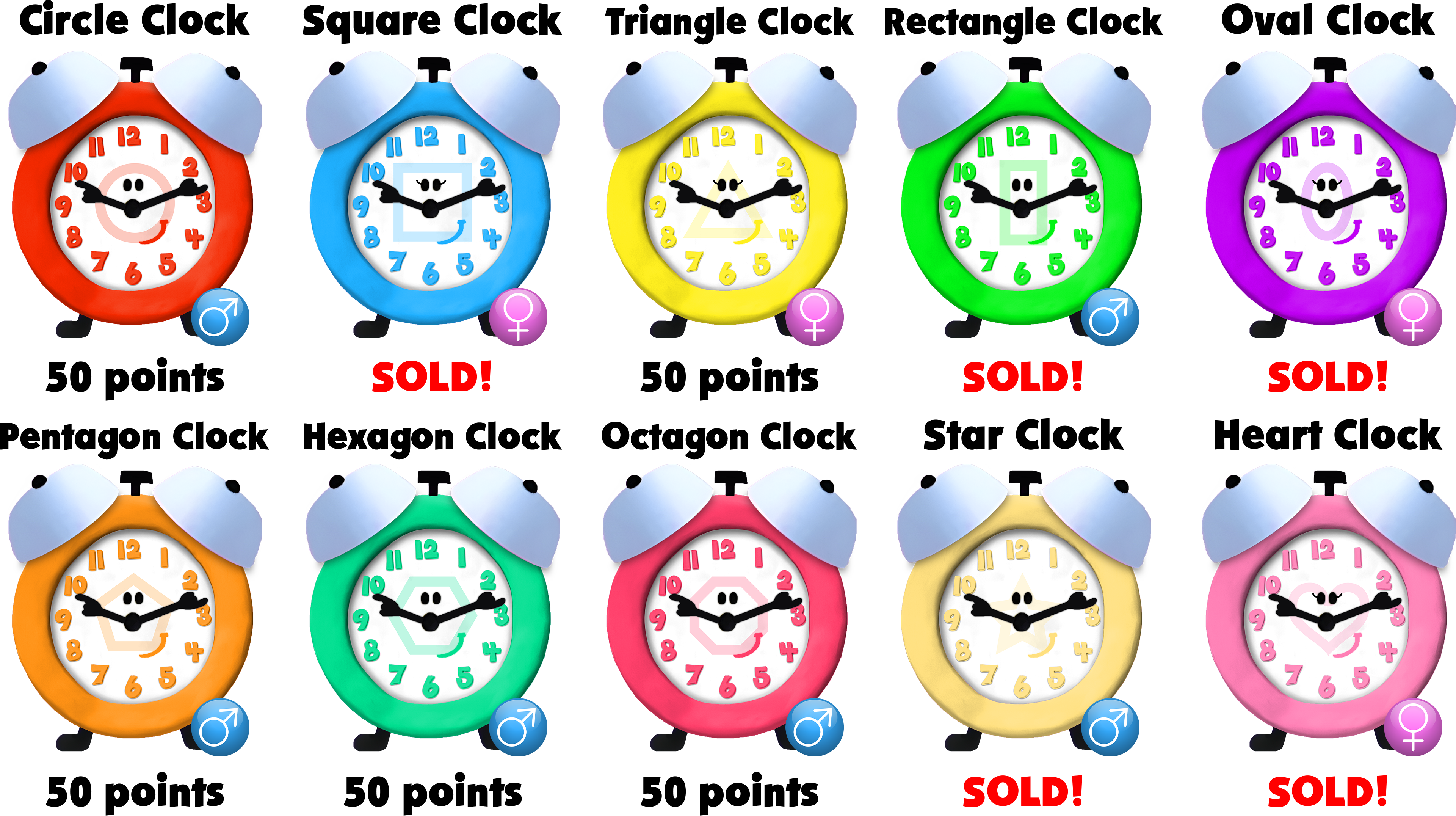 Shape Clock Matching Shape Clock Adoptables (5/10 OPEN) by Vissy1 on DeviantArt