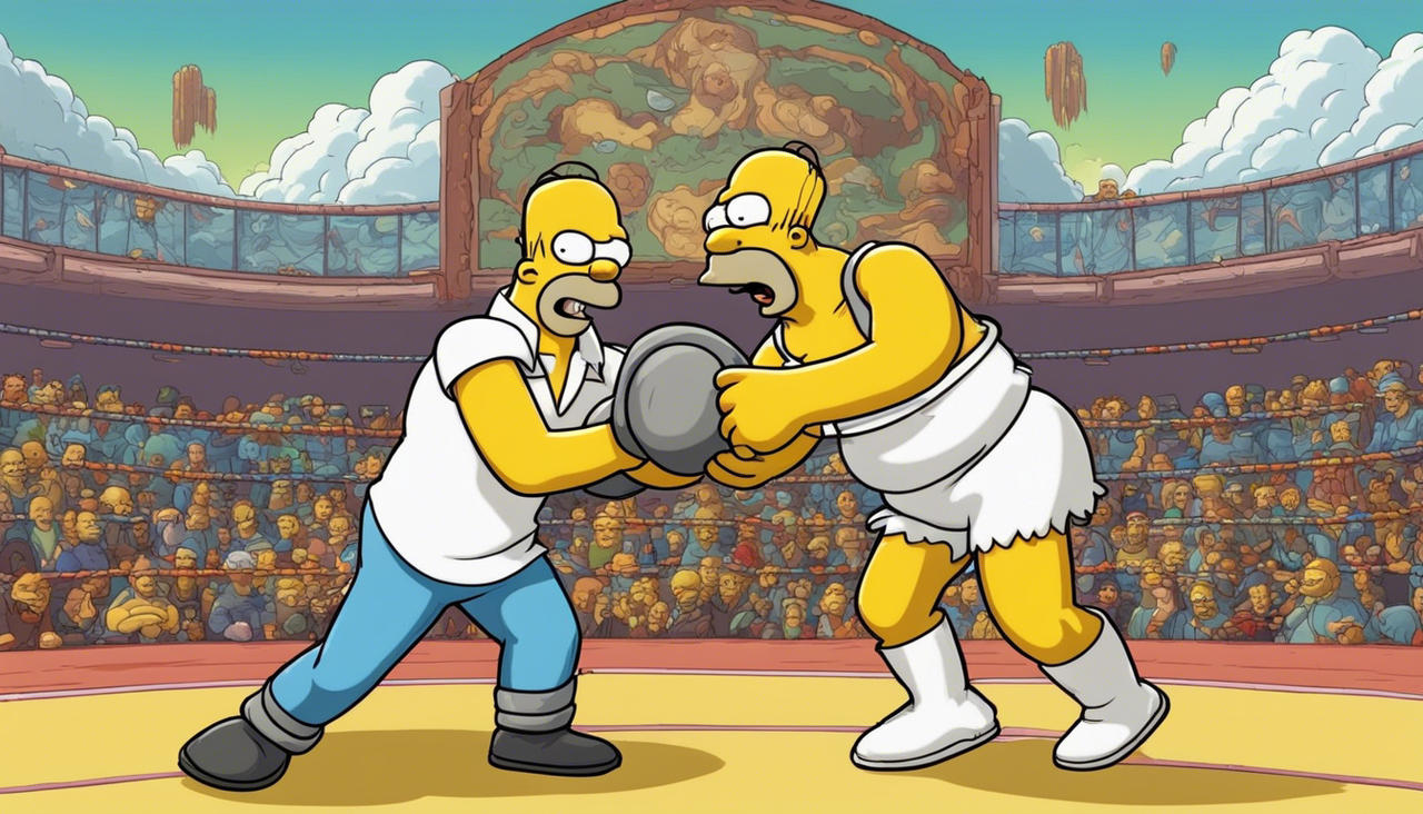Homer Simpson Rival Homer Simpson wrestling an opponent by Ptbf2002 on DeviantArt