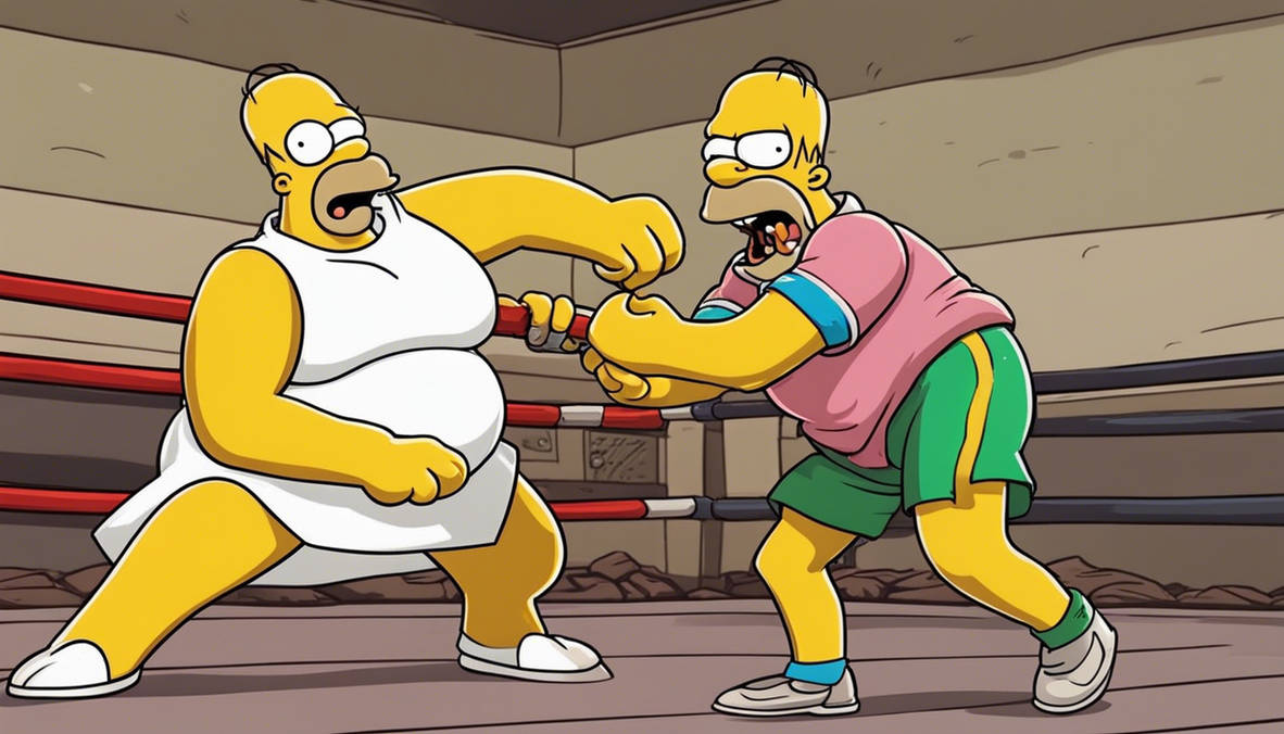 Homer Simpson Rival Homer Simpson wrestling an opponent by Ptbf2002 on DeviantArt